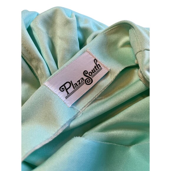 Vintage‎ 70s Dress Evening Gown Mint Green Long Maxi V Neck Empire Waist Flowy S - Picture 4 of 16
